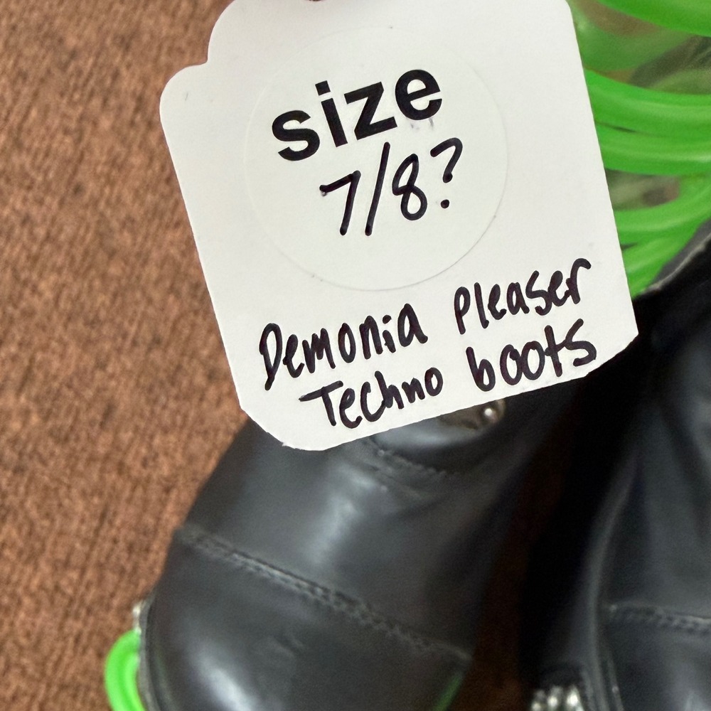 Demonia Pleaser Techno-850UV Boots Black Neon Green Cyber Goth Platform Womens 7 - Picture 8 of 16